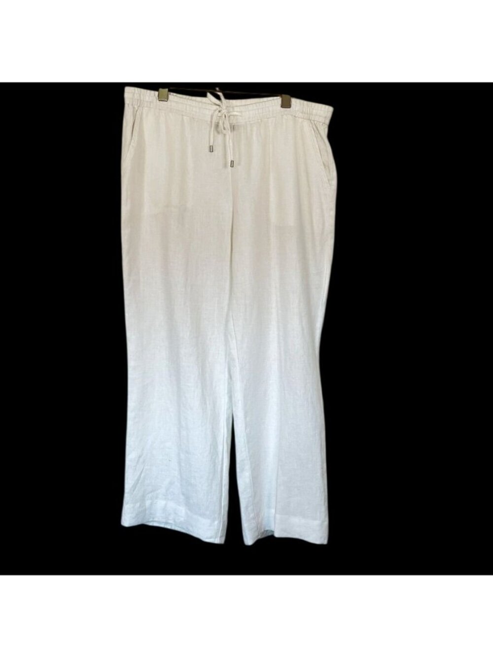 Tommy Bahama Two Palms Linen Pants Women Sz L Drawstring Pull-On White Comfort - Picture 2 of 15